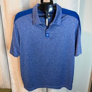 Men's Blue Heather Polo with Contrast Shoulder Panels